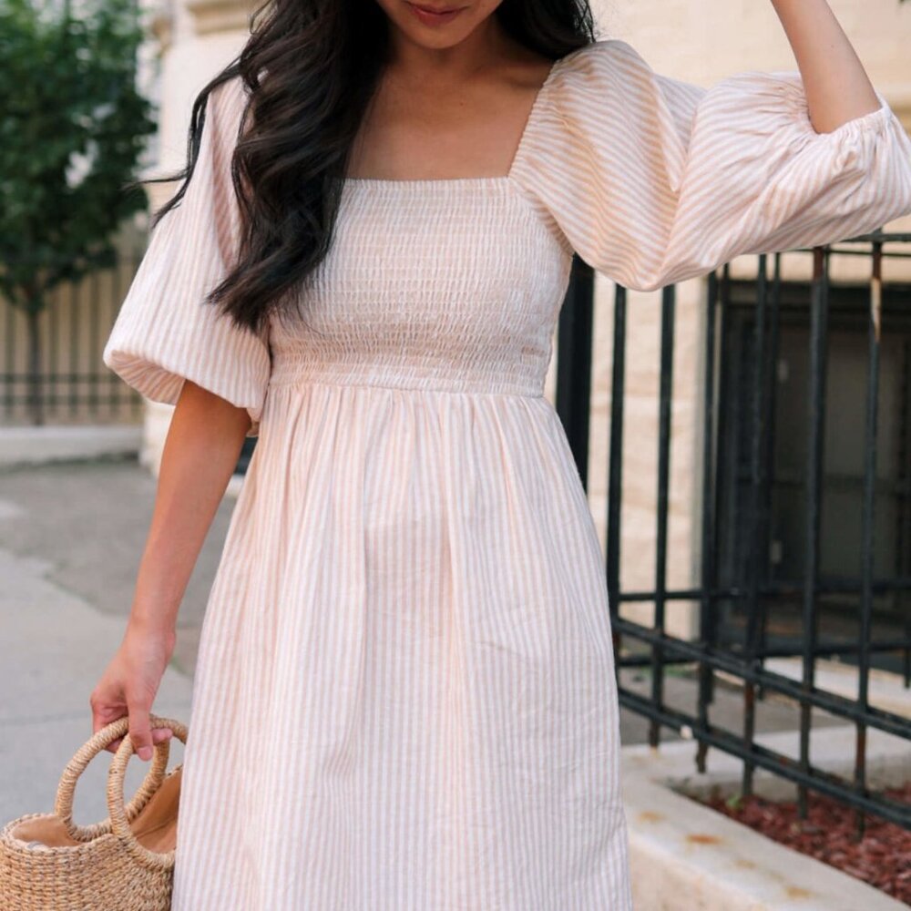 Billabong Paradise Days Mini Dress – Ivory & Peach Stripe